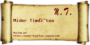 Mider Timótea névjegykártya